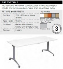Flip Top Table Range And Specifications